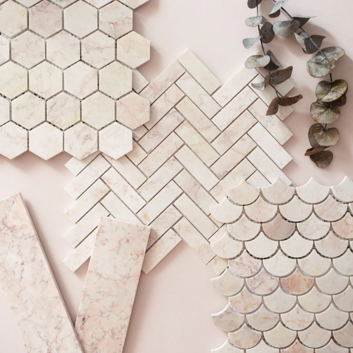 Aegean Pink Large Hexagon Mosaic - Sample - Image 2