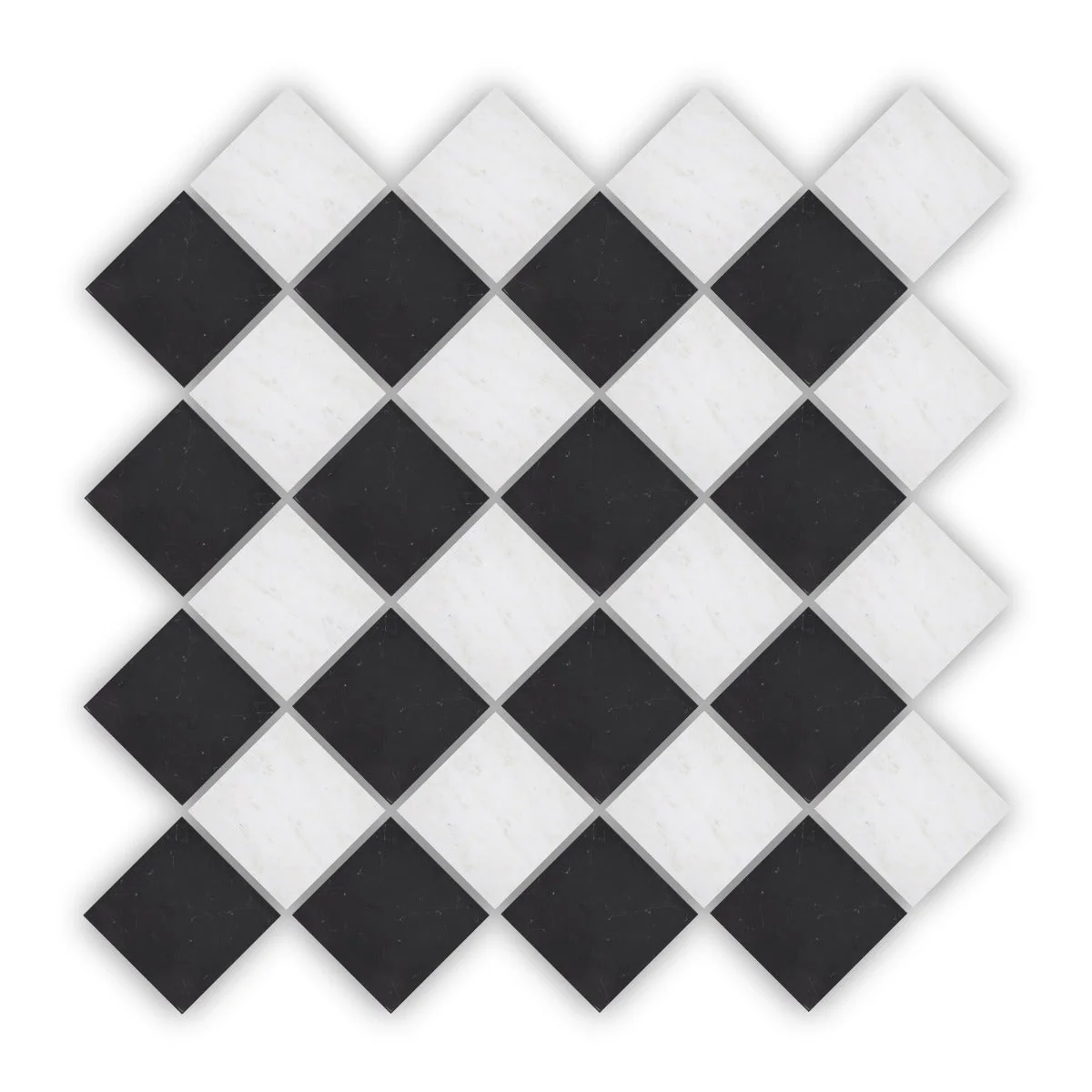Chequers Court 4.8sq White & Black bevelled edge
