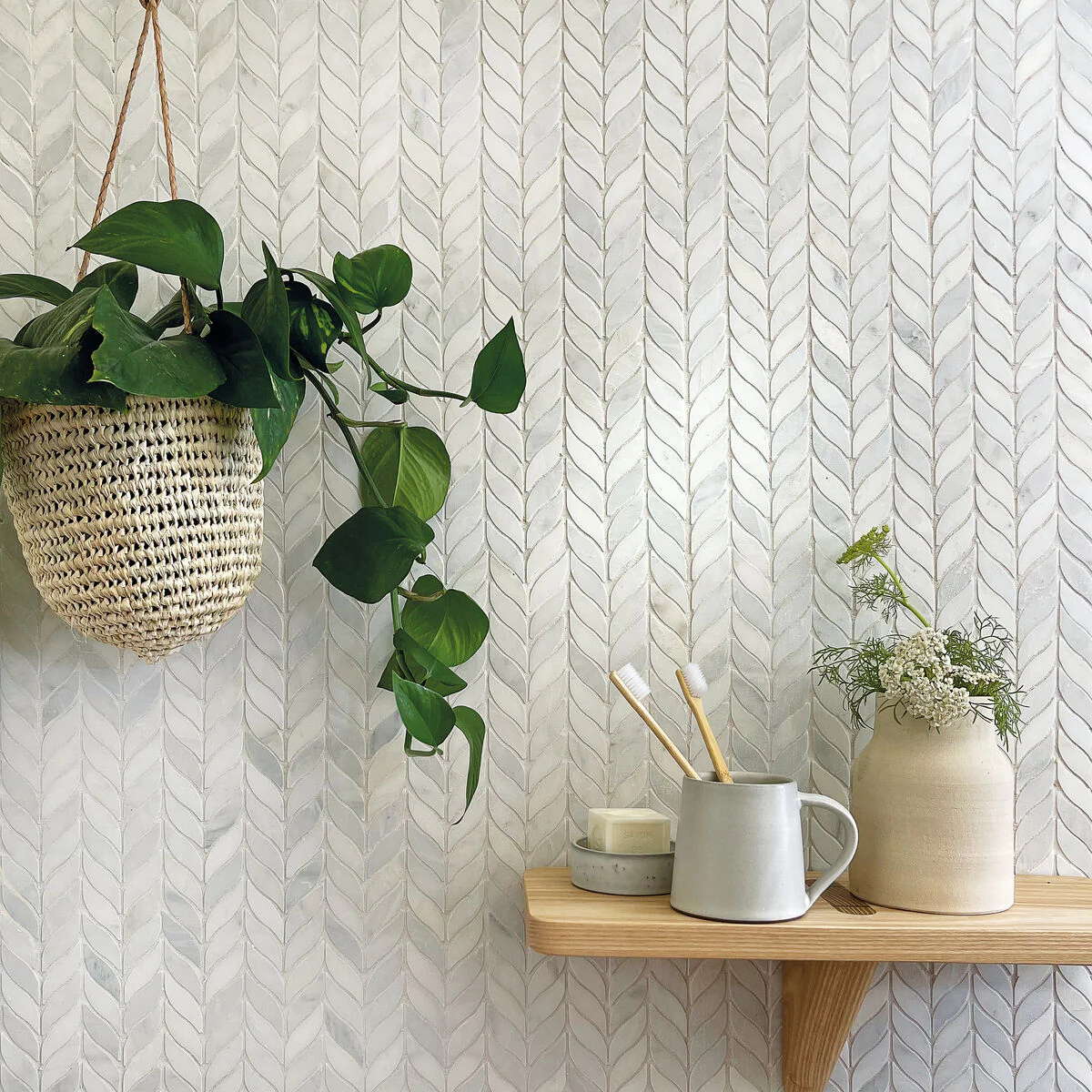East Hampton Grey Willow Leaf Mosaic - Image 4