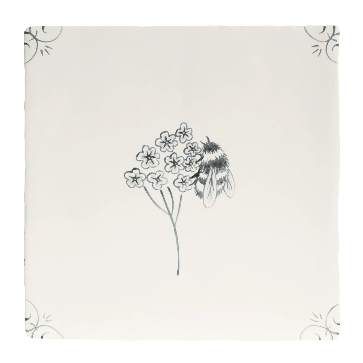 English Delft Bee Charcoal Matt Tile