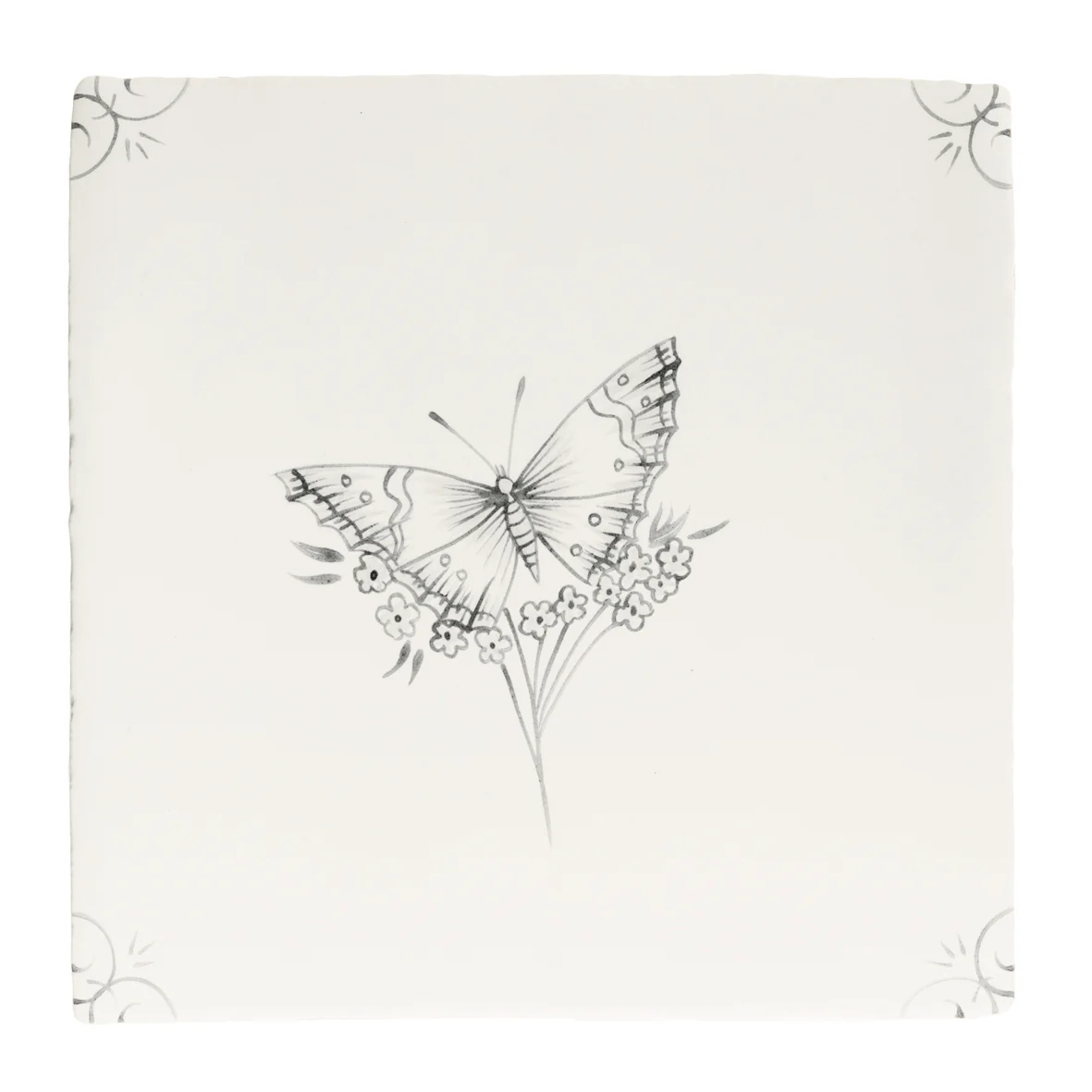 English Delft Butterfly 1 Charcoal Matt Tile - Image 5