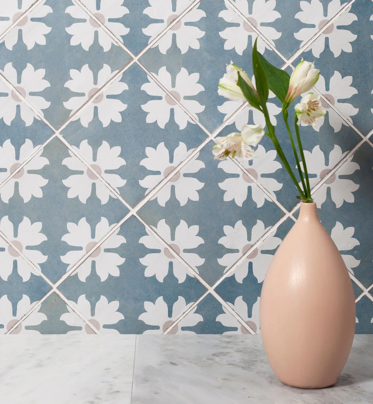 Kelmscott Coleton Blue Patterned Tile - Image 4