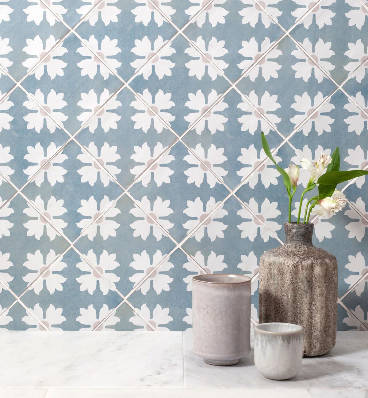 Kelmscott Coleton Blue Patterned Tile - Image 5