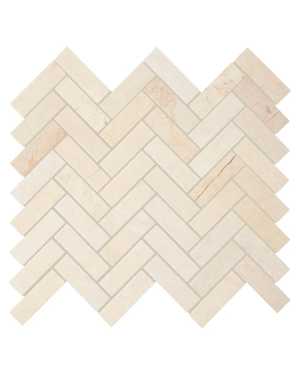 Louvre Brushed Herringbone Mosaic Marble Tile
