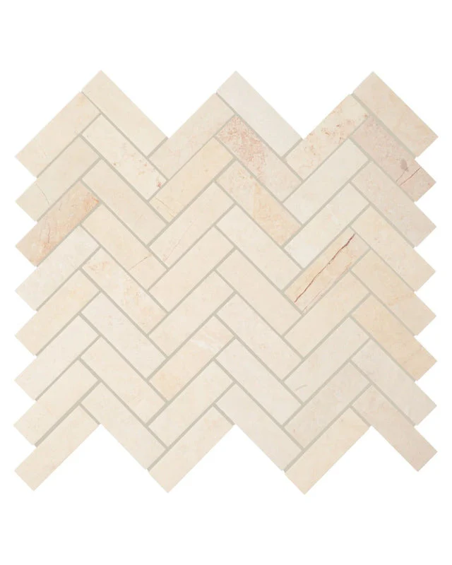 Louvre Brushed Herringbone Mosaic Marble Tile - Sample