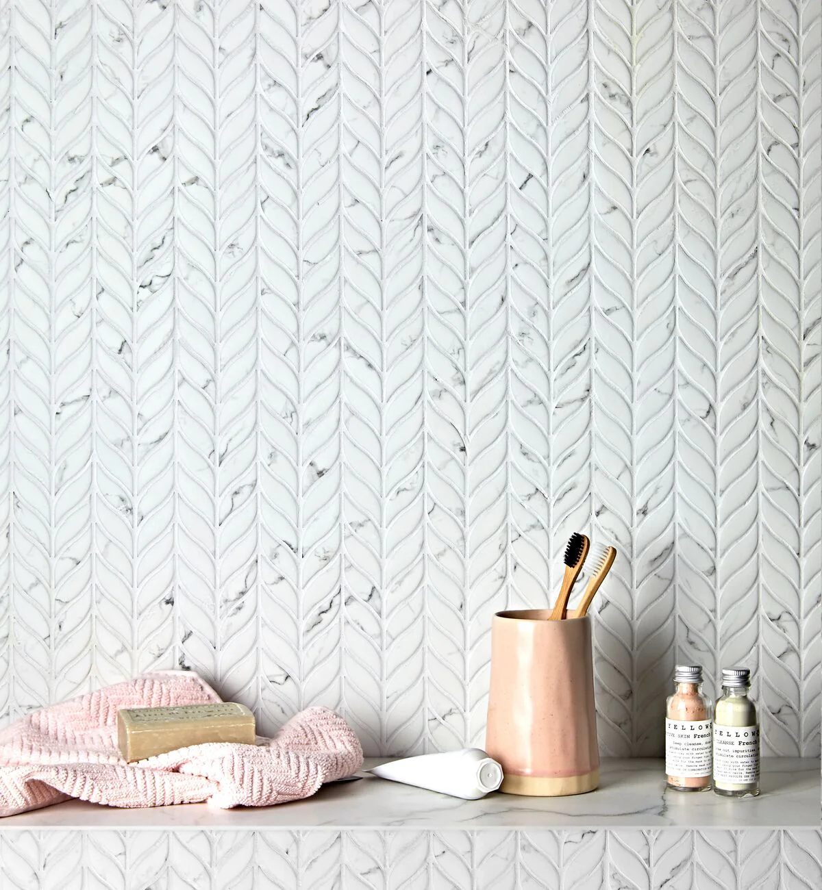 Malmo Willow Leaf White Mosaic - Image 4