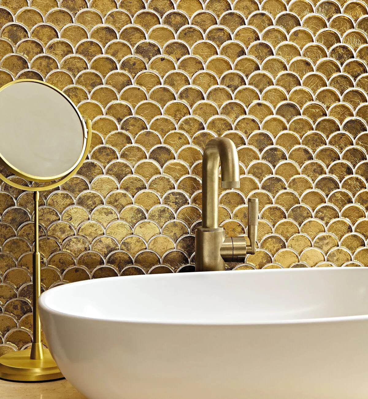 Metallic Vitreum Aurum Fan Gold Glass Tile - Image 9