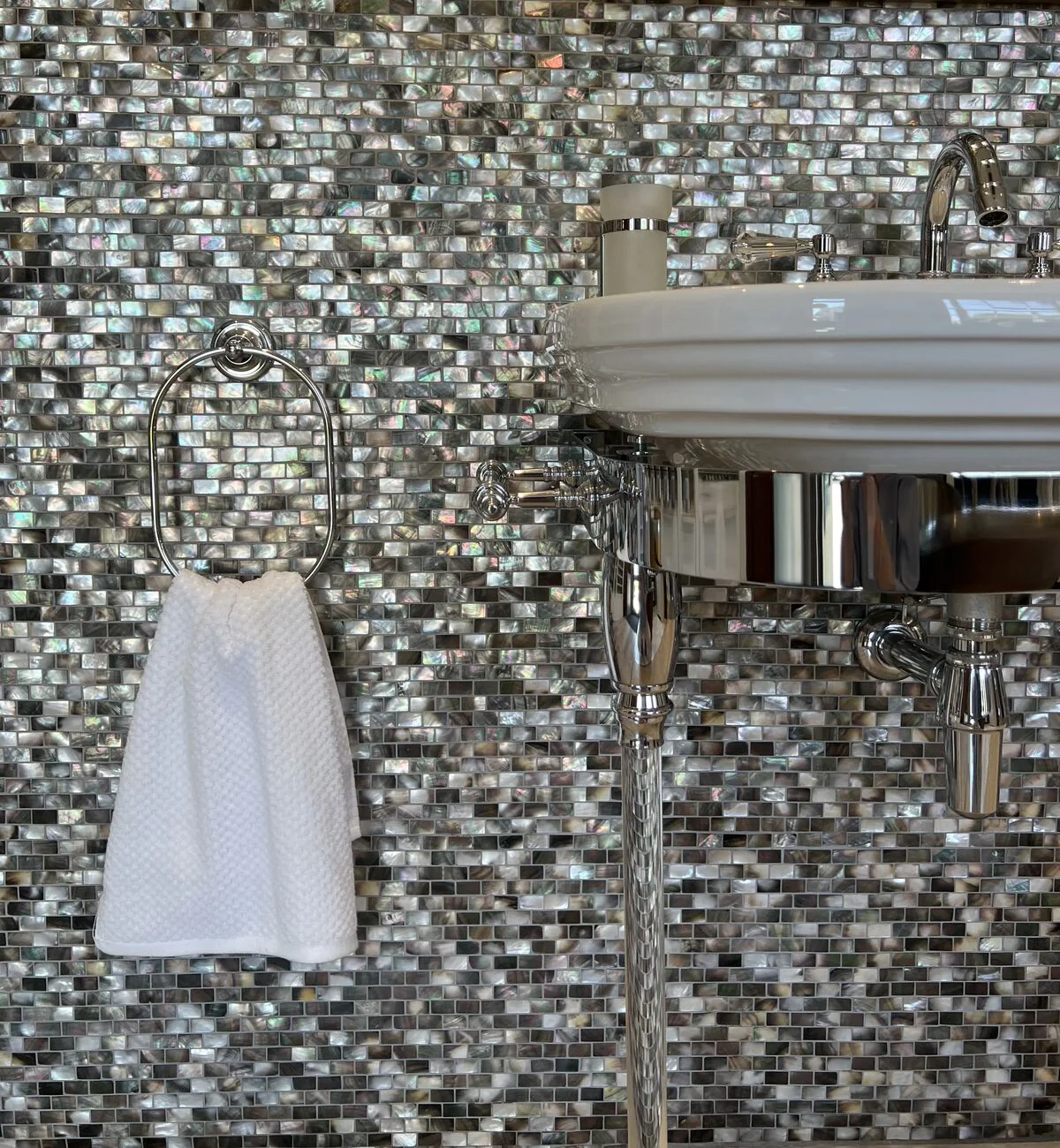 Mother of Pearl Black Rectangle Brick Mosaic - Image 3