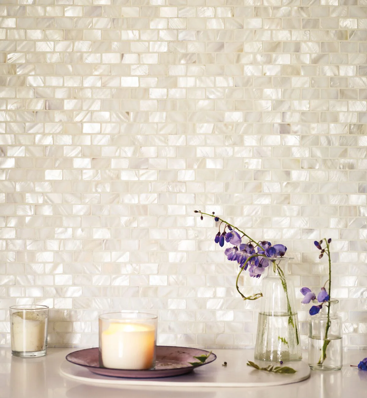 Mother of Pearl White Rectangle Brick Mosaic - Image 4