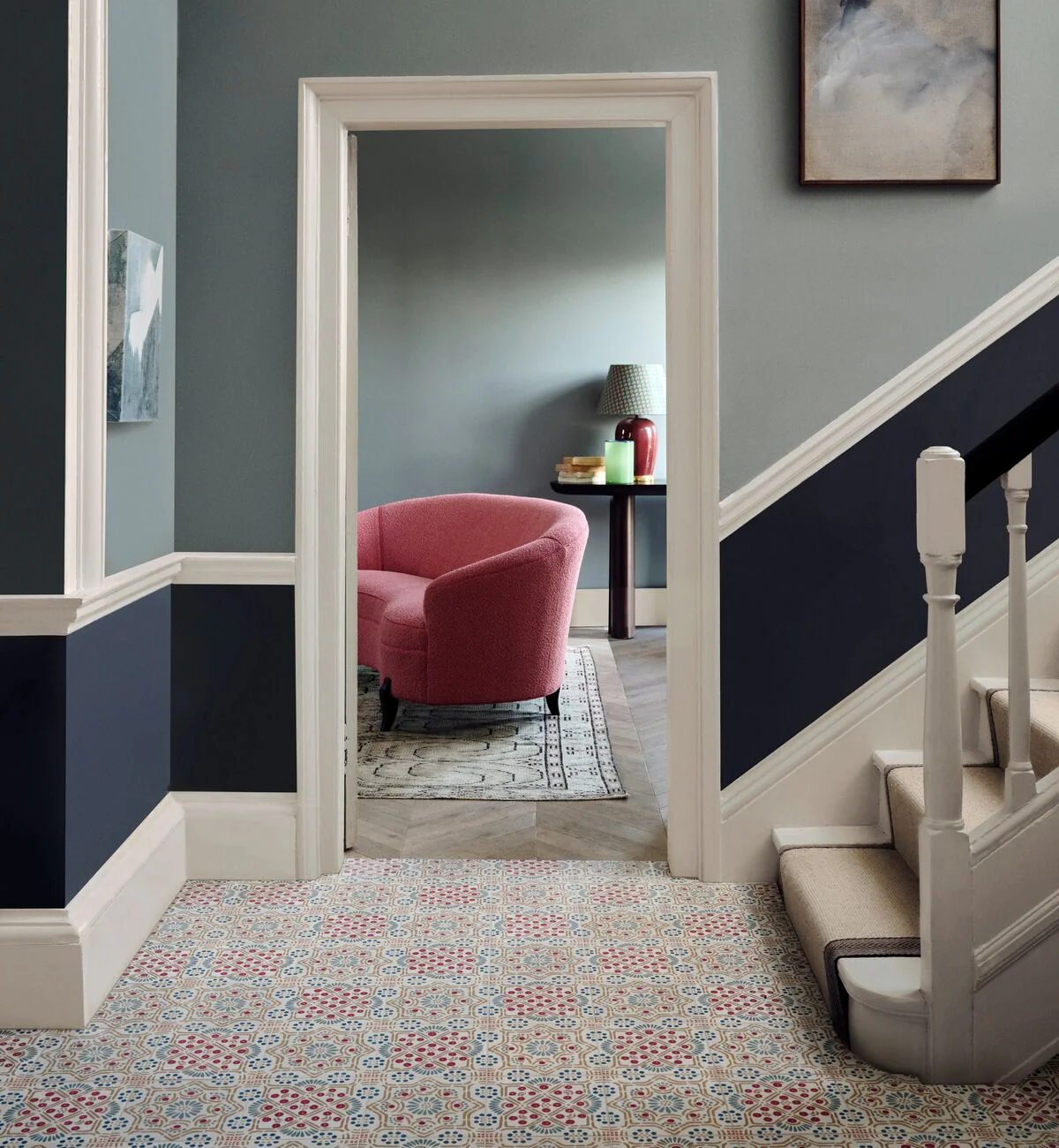 Nina Campbell Ronda Coral Aqua Porcelain Tile - Image 5