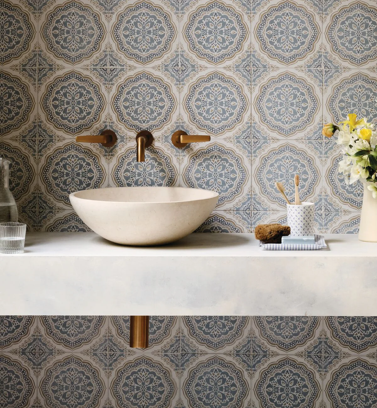 Nina Campbell Udaipur Blue Porcelain Tile - Image 2
