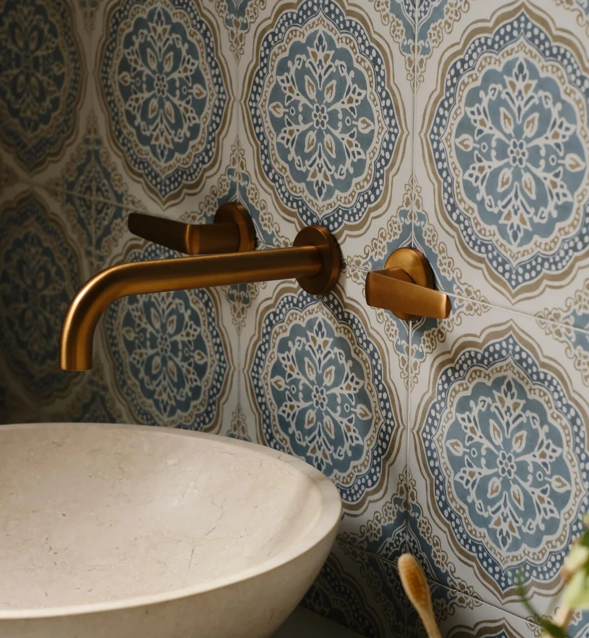 Nina Campbell Udaipur Blue Porcelain Tile - Image 3