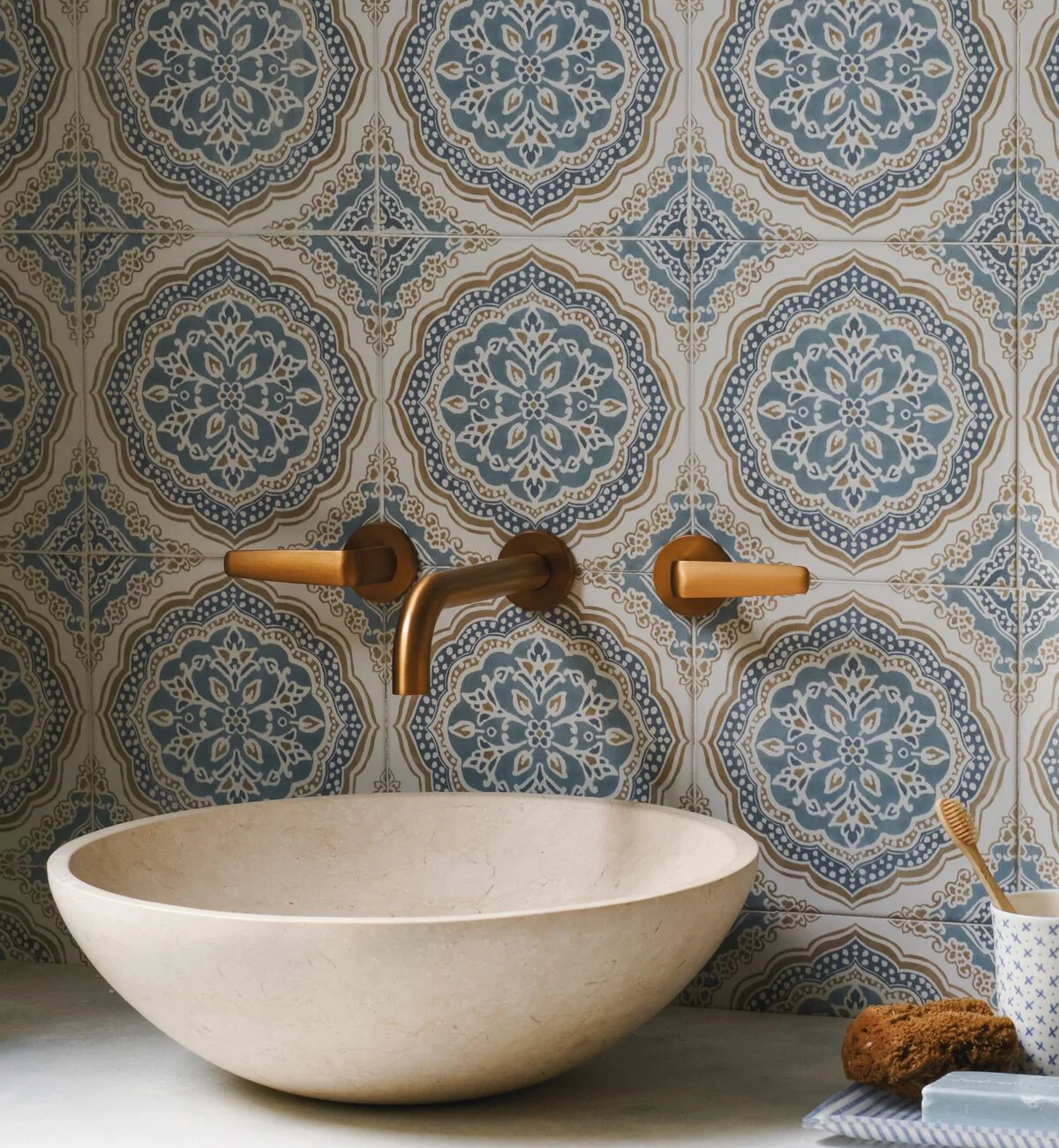 Nina Campbell Udaipur Blue Porcelain Tile - Image 4