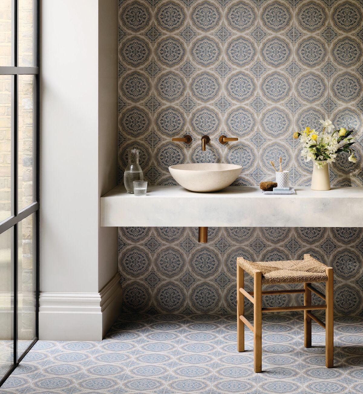 Nina Campbell Udaipur Blue Porcelain Tile - Image 5