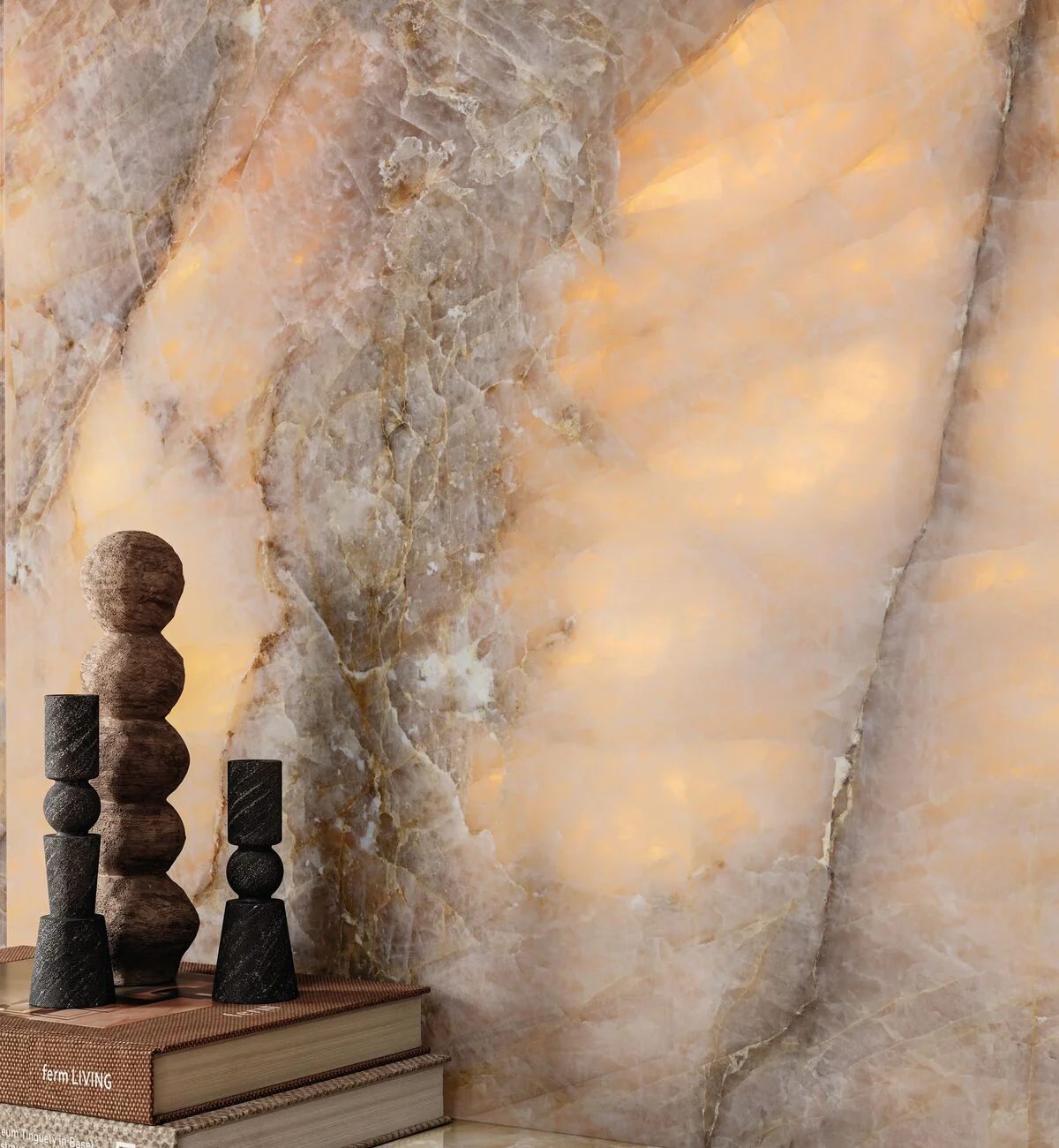 Onyx Lumi Amber Polished Marble Effect Tile 60 x 120 - Image 3