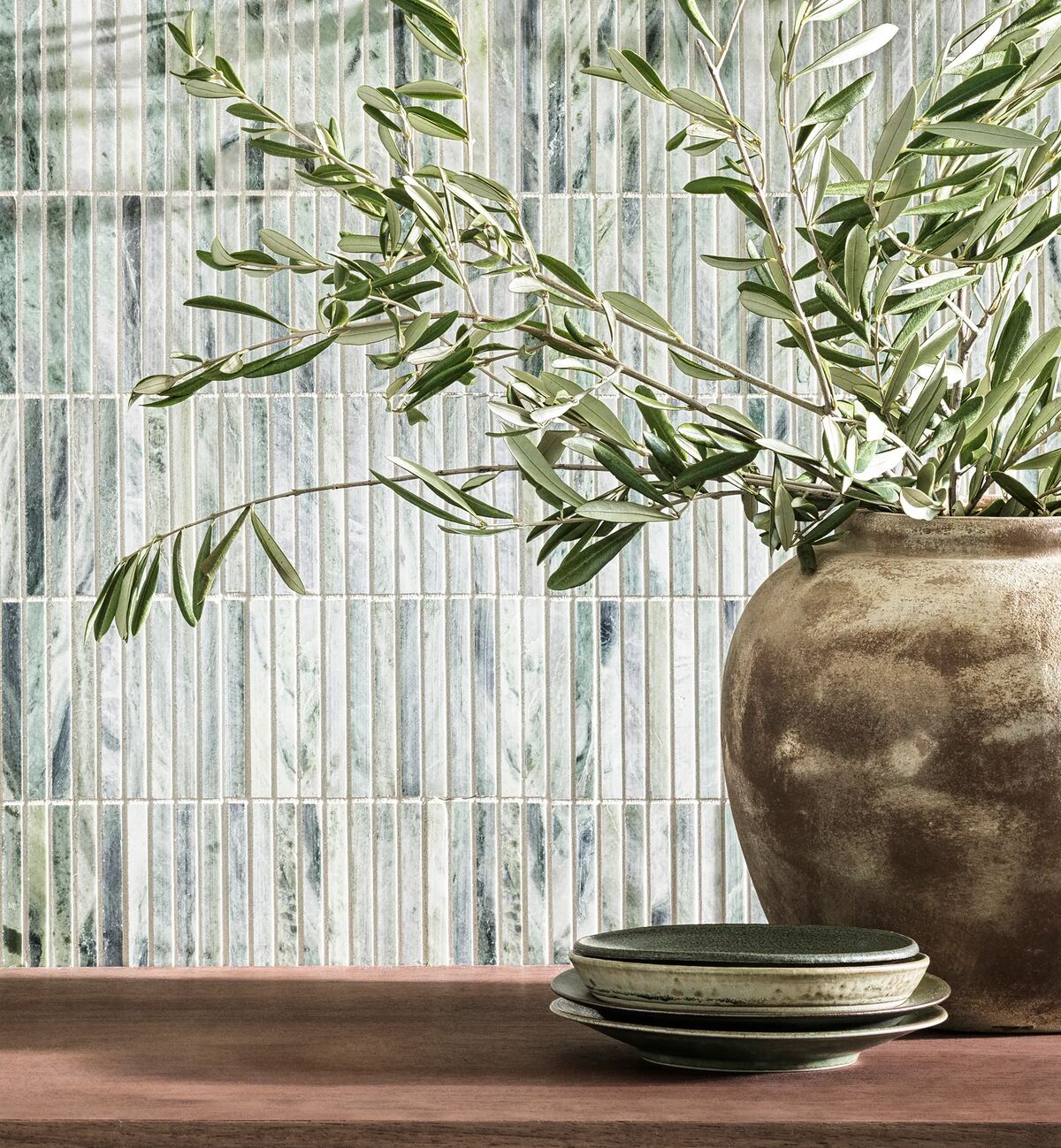 Seaspray Green Stacked Marble Mosaic - Image 2